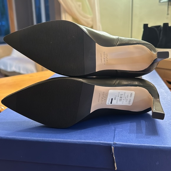 Stuart Weitzman Black Thigh High Leather Boots, Demi 75 Size 7.5 - Picture 2 of 4